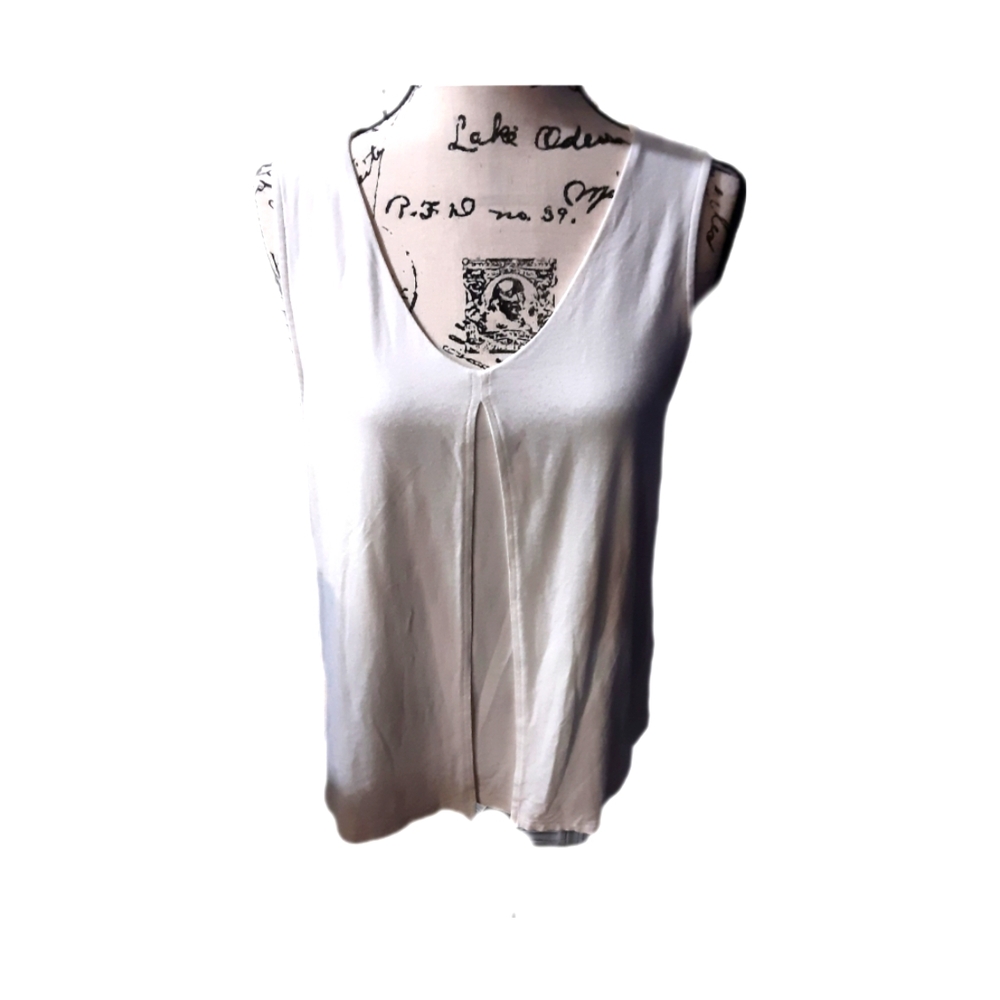 NWOT J JILL WOMENS SPLIT FRONT SHEER JERSEY BACK SLEEVELESS TOP SZ M NEW
